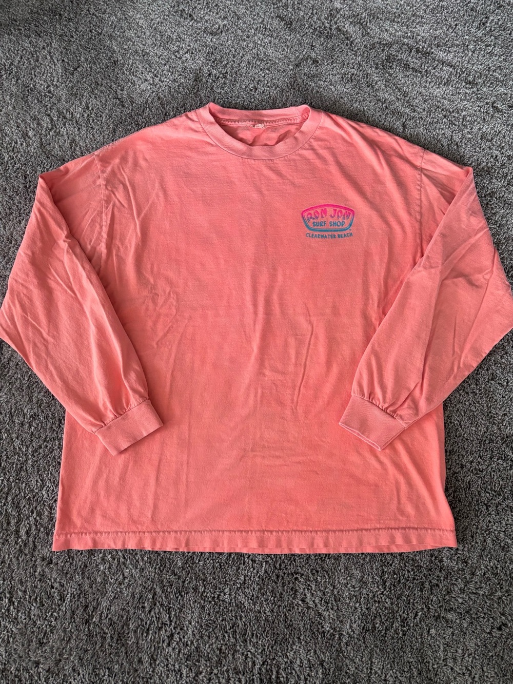 Ron Jon Surf Shop Clearwater Beach Light Orange Salmon Long Sleeve Mens Size XL